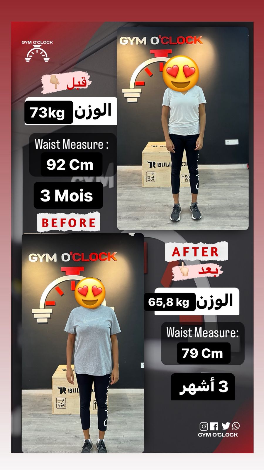 Transformation membre Gym O'Clock 21