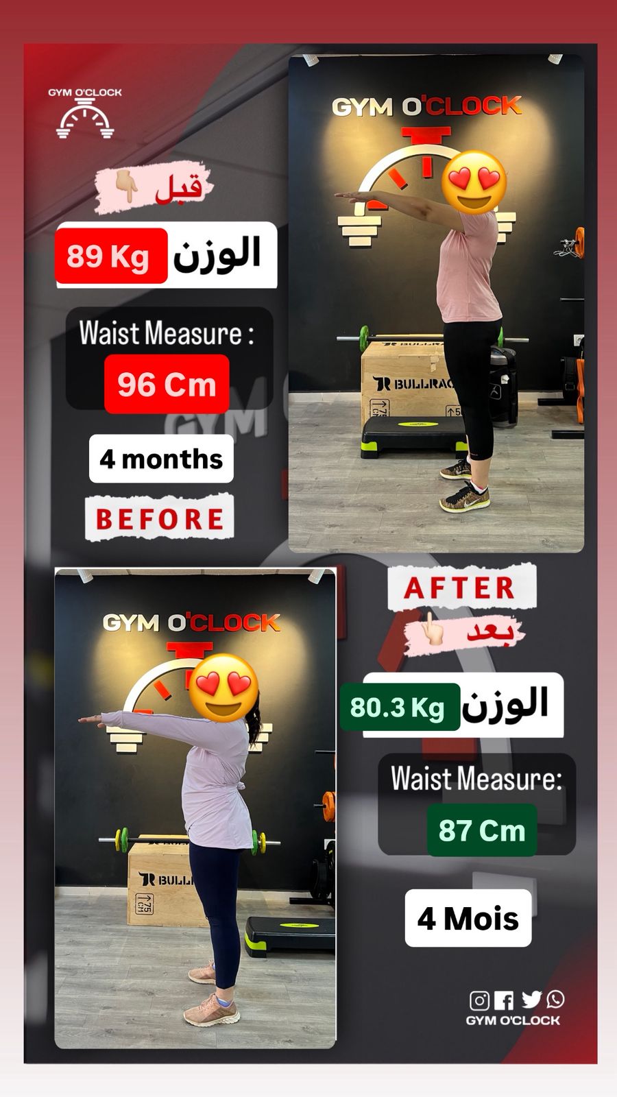 Transformation membre Gym O'Clock 8
